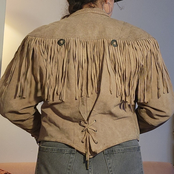 Women's Suede Leather Fringe Western Jacket - Size Medium - Picture 3 of 5